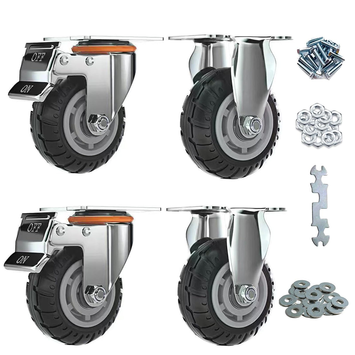 JMSEYOE 6 inch Caster Wheels with Brake 2800lbs,Heavy Duty Casters Set of 4 for Cart, Trolleys, Furniture and Workbench(2PCS Fixed Caster Wheels 2PCS Locking Swivel Casters) JMSEYOE