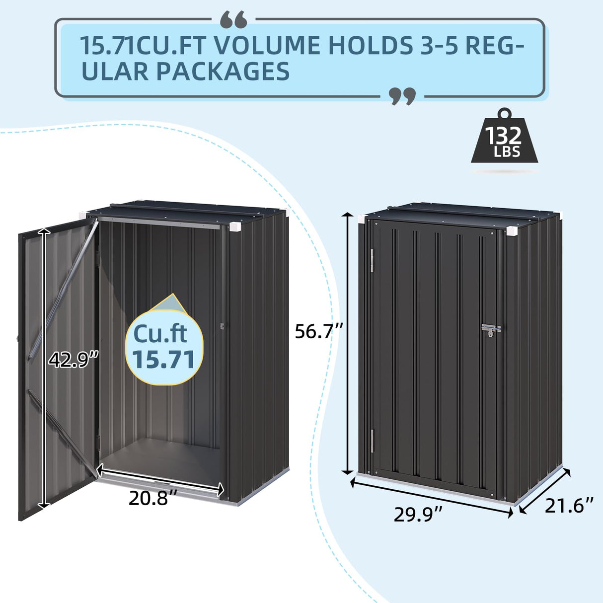 AECOJOY Outdoor Cabinet Storage Cabinet Weatherproof & Package Delivery Boxes for Outside, Metal Vertical Storage Shed Waterproof,Outdoor Small Tool Storage Clearance for Backyard Garden Patio Porch AECOJOY