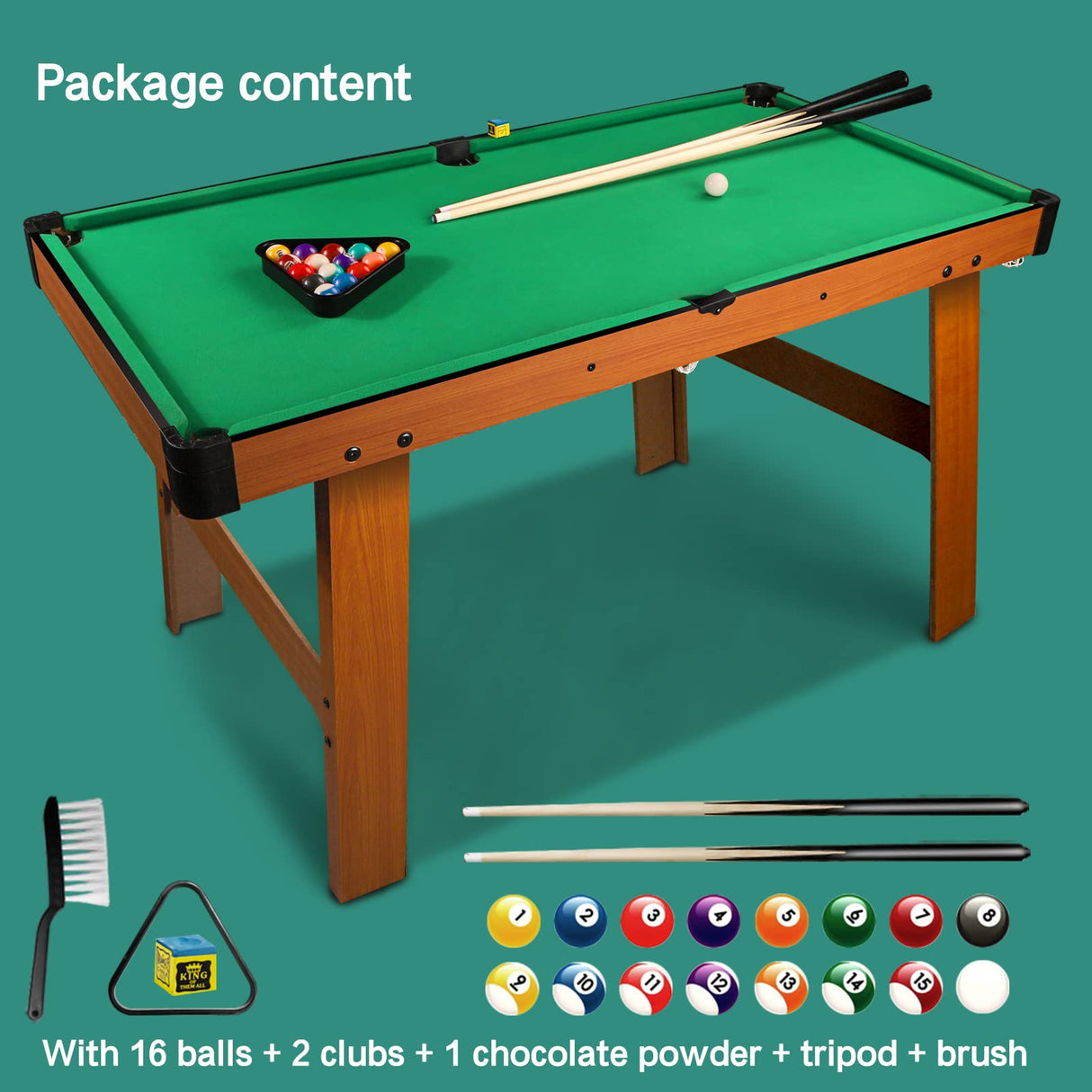 BBnote 48" Green Mini Pool Table, Billiard Tables includes 21 Billiards Equipment Accessories, Game Table for Kids and Adults BBnote