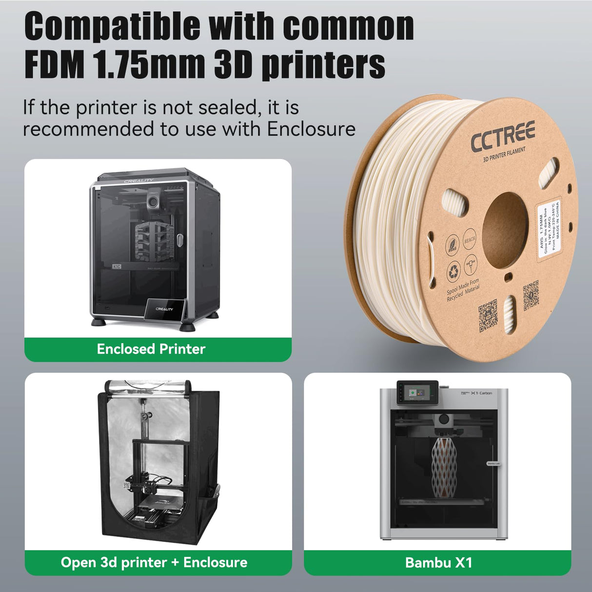 CCTREE ABS+ Filament 1.75mm, Glow in The Dark ABS Filament 1KG, Strong, Durable, Heat Resistance, Excellent Toughness 3D Printer Filament ABS Plus, Glow Blue CCTREE