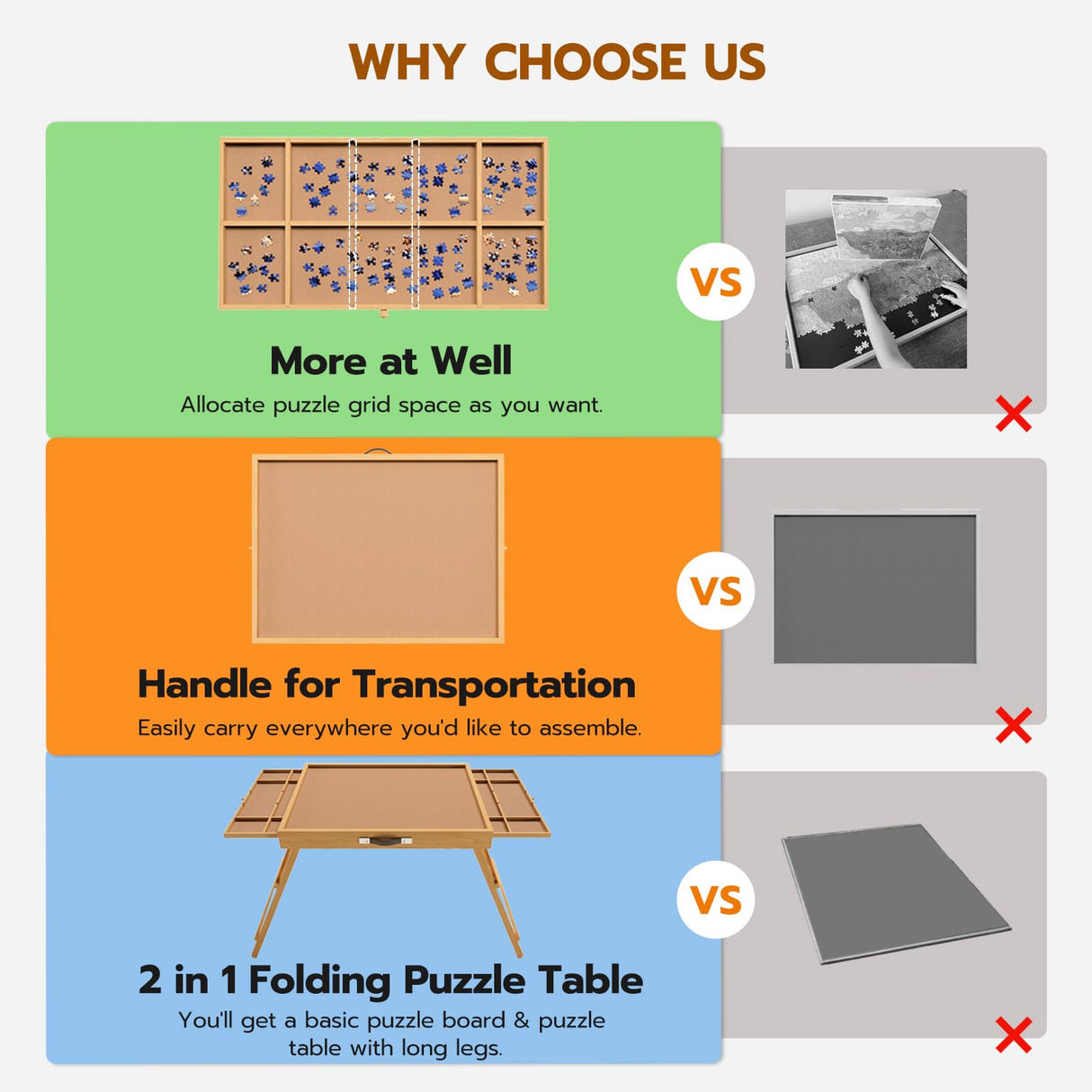 24.8" H Tall Puzzle Table with Drawers, 1000 Pieces Jigsaw Puzzle Board with Folding Legs & Protective Cover - 30" x 22" Portable Table for Adults upvercy
