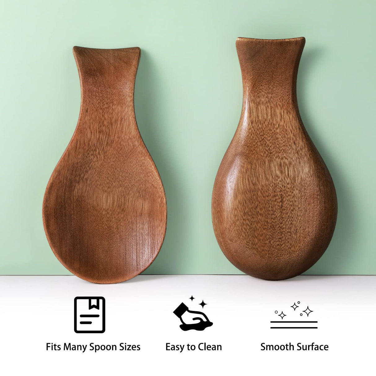 Spoon Rest For Stove Top Bamboo Holder for Spatula Wood Spoon Rest for Kitchen Counter Spoon Holder for Stove Top or Countertop, Spoon or Tong, Modern and Rustic Spoon Rest for Farmhouse (Brown) Patelai