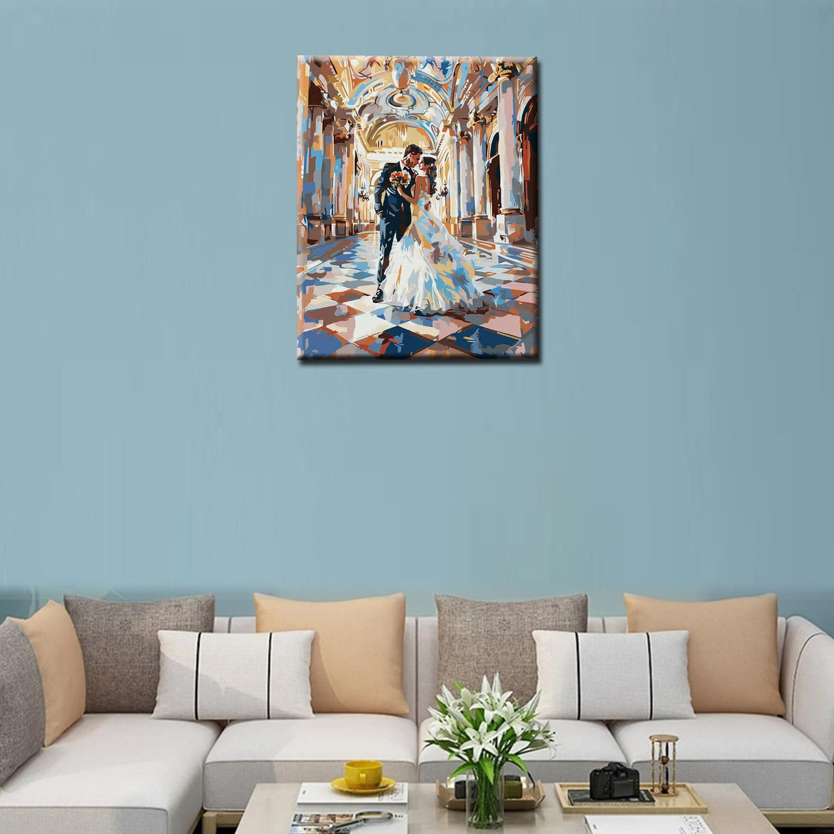 Couple Hug Each Other Artwork Beloved Newlyeds Paint by Number Kits 16 x 20 inch Canvas DIY Romantic Groom and Bride Oil Painting for Kids Adults Beginner with Brushes Home Decor Gift(Frameless) Tucocoo