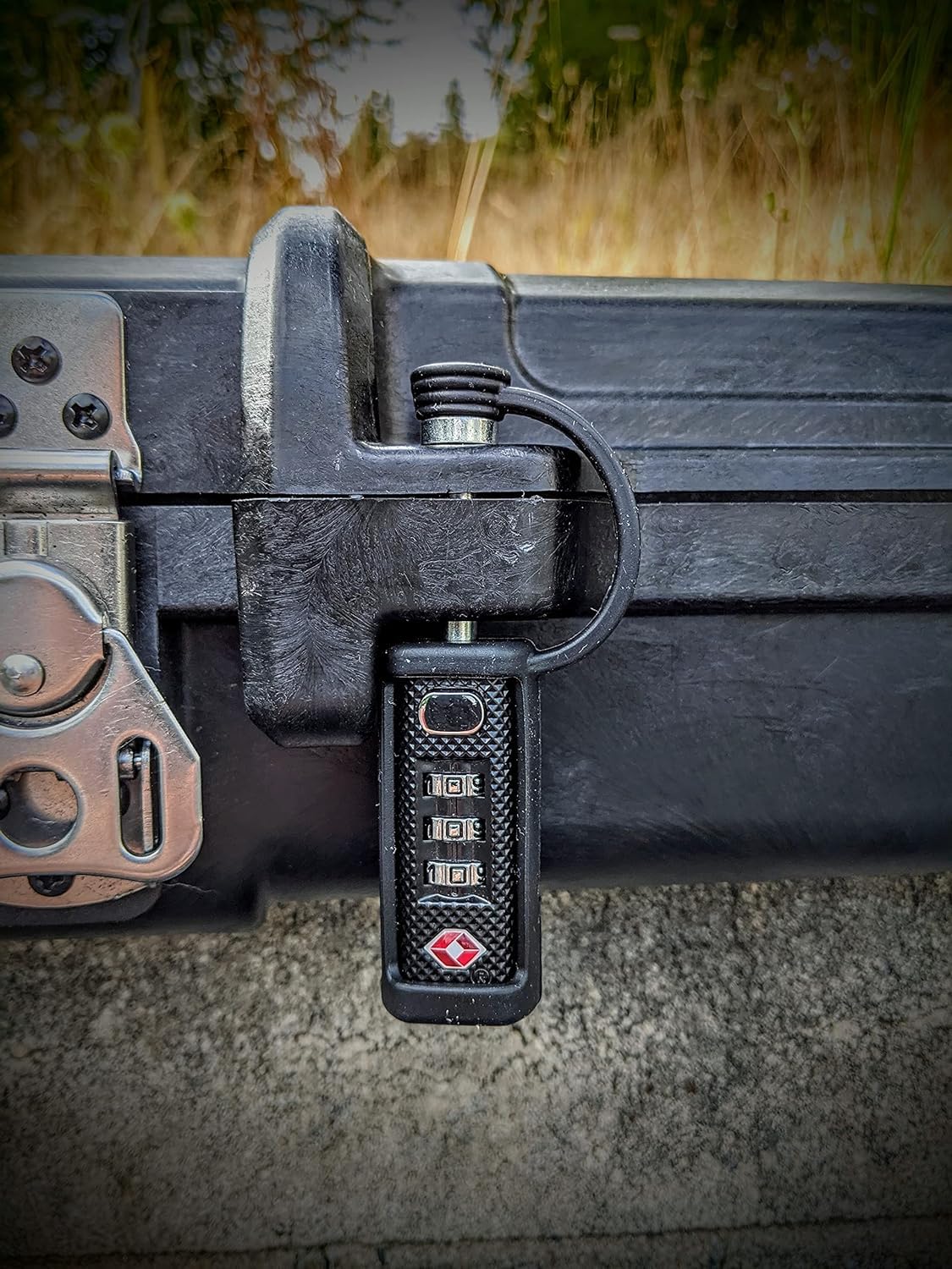 TSA Approved Tactical Gun Case Lock - Protective Rubber Sleeve & Cut-Resistant MonoShaft - Secure Single Shaft Padlock for Guns Luggage Rifles Pistols & Revolver Cases - Child Safe Cedar Mill Fine Firearms