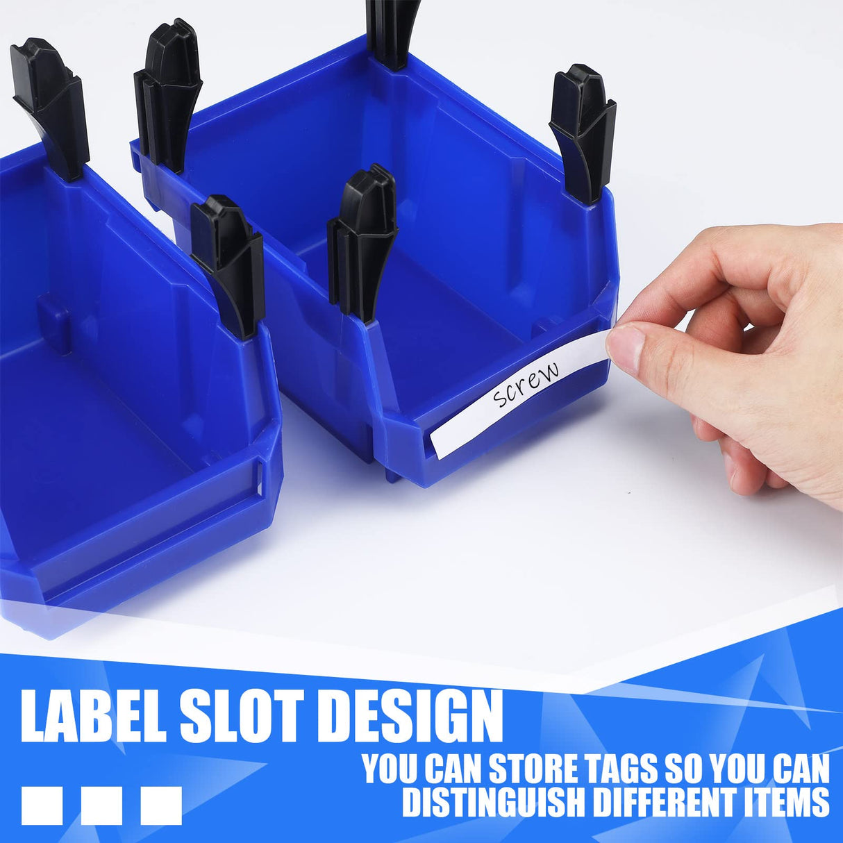 Weysat 24 Pcs Storage Bins Parts Racks, Wall Mounted Tool Storage Bins, Plastic Stackable Garage Storage Bin Organizer for Screws Bolts Nuts Nails Beads Small Hardware Parts Storage Men Gift Tools Weysat