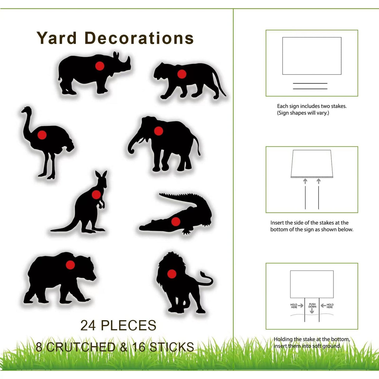 8 Animal Waterproof Targets, 12 * 16 inches, Different Black Animal Targets for Backyard, Field and Range use. Comes with Fiberglass mounting Posts. ZJWZYF