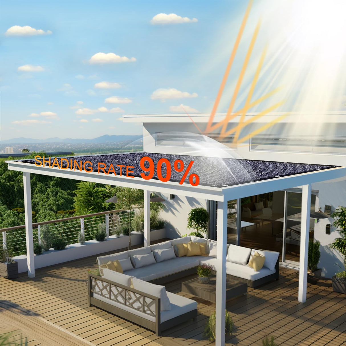 KANAGAWA 90% Sun Shade Cloth 12'X 20' Outdoor Pergola Shade Cover Canopy with Grommets UV Block Privacy Screen for Patio, Backyards, Outdoor, Carport, Garden, Pewter Gray KANAGAWA