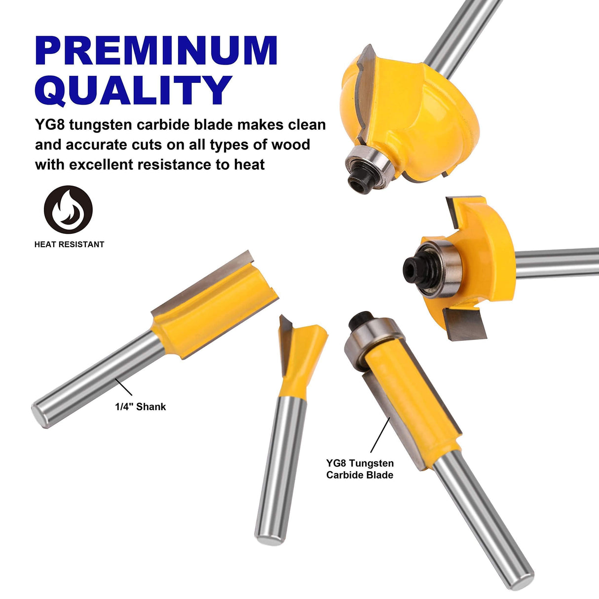 PLATINUMEDGE Router Bits Set, Tungsten Carbide Router Bits Set 1/4 Shank, Router Bit Kit for DIY, Woodworking Project, 35 Piece Set with Premium Aluminum Carry Storage Case PLATINUMEDGE