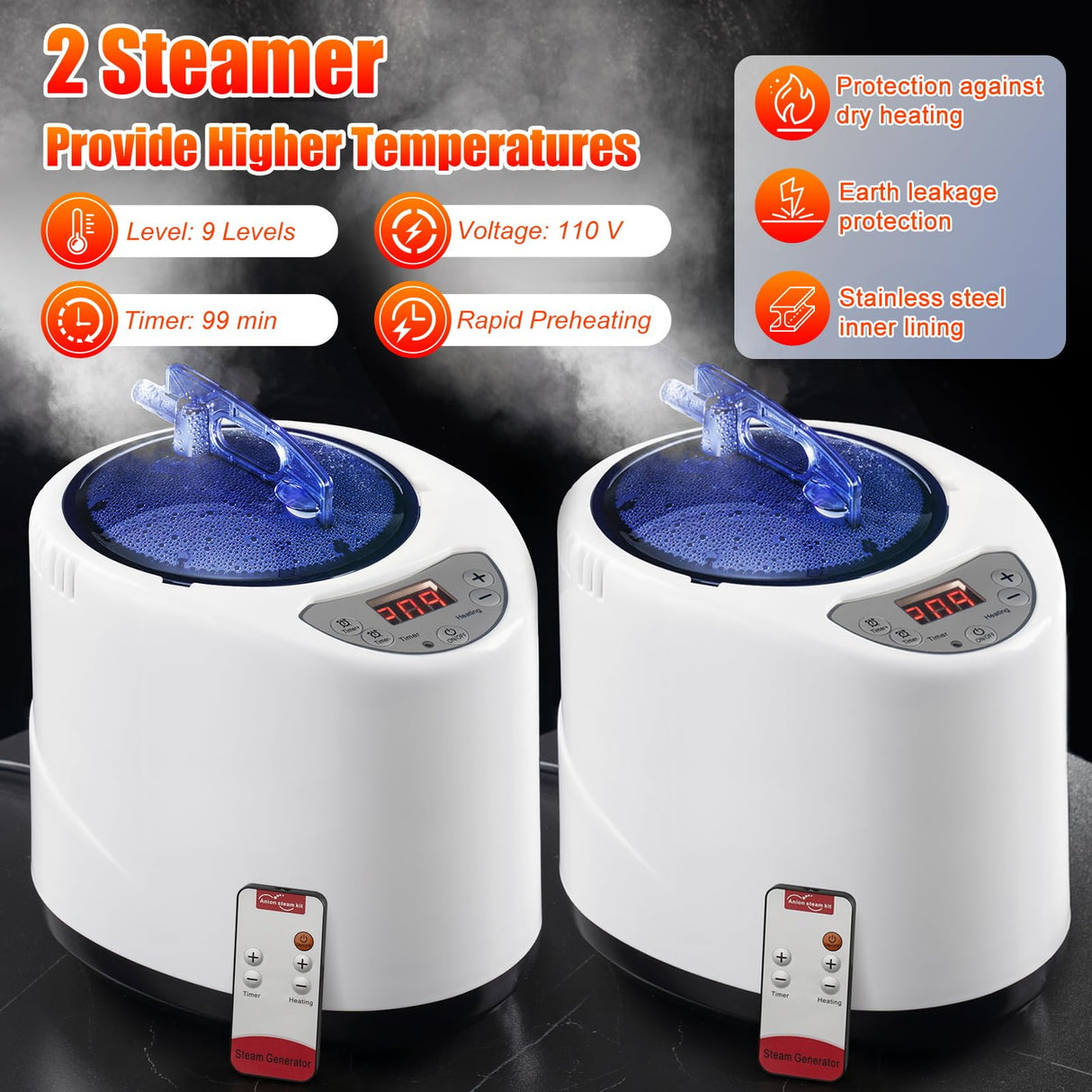 X-Vcak 2 Person Sauna, Extra Large Sauna Box, Portable Steam Sauna Tent with 2 Steamers, 2 Folding Chair, 71”x 49”x 36”, Black X-Vcak