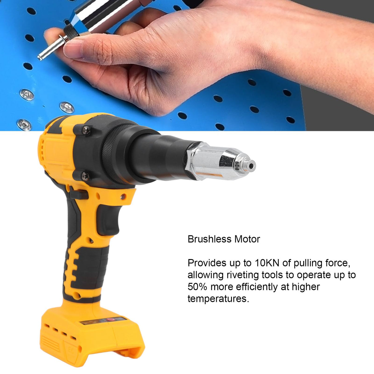 Garosa Cordless Rivet Tool 3.2‑4.8mm 20V Brushless Electric Rivet Gun Automatic Rivet Gun Rivet Insert Installation Tool with LED Light for DCB206 DCB207 DCB208 Battery Garosa