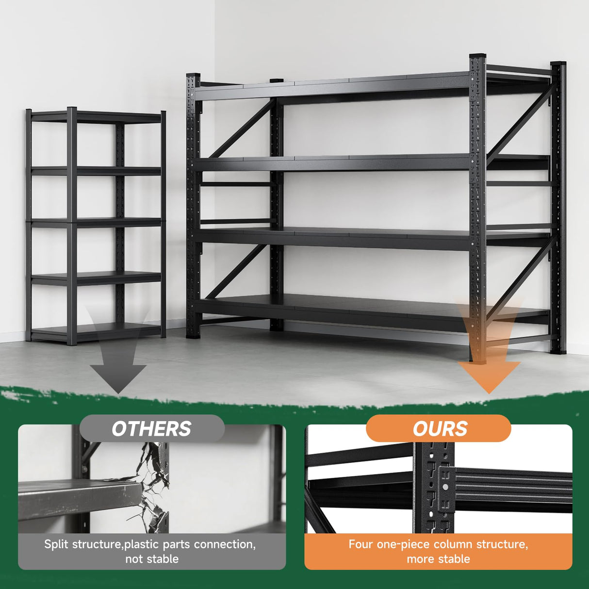 Letaya 68" W Storage Shelves Heavy Duty, 7000LBS Garage Shelving Units, 4 Tier Adjustable Utility Rack Shelf,Large Metal Industrial Shelves,for Shop,Warehouse,Basement (68" W x 24" D x 64" H) Letaya