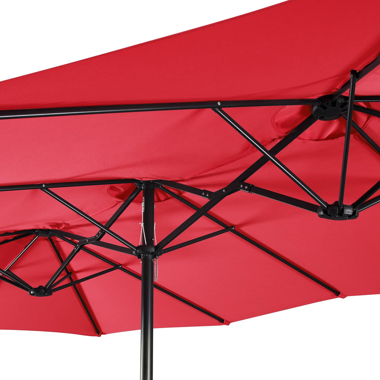Yaheetech 15 ft Triple-size Patio Umbrella w/Base Included - Market Extra-Large Double Sided Umbrella - Twin-size Patio Parasol w/Easy Crank & 12 Strong Ribs & Ventilation Openings, Red Yaheetech