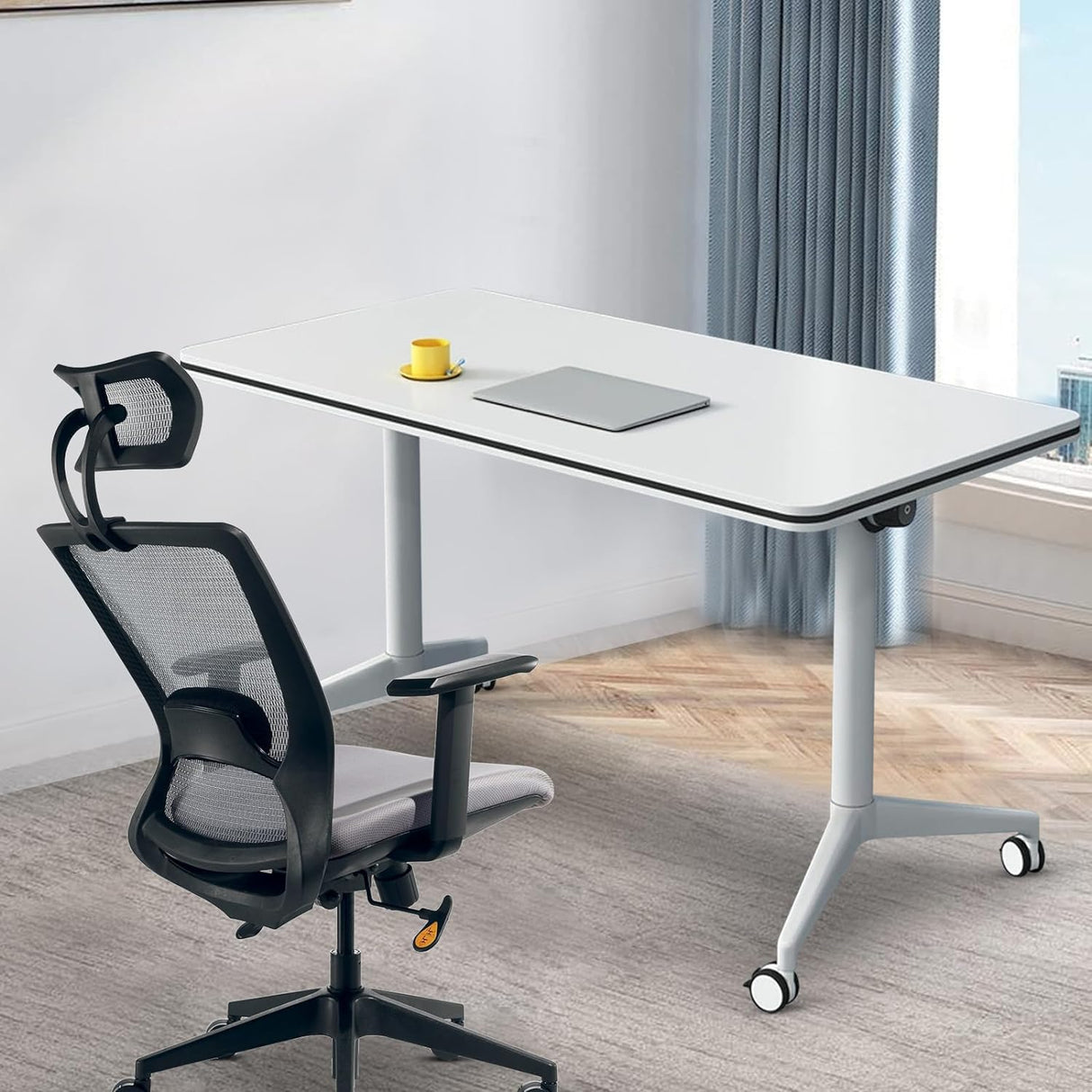 Conference Table, Folding Conference Room Tables Office Table Flip Top Mobile Meeting Training Table with Wheels, Seminar Boardroom Table for Home Office Classr ( 6 Pack 63 x 23.6 x 29.5 inch ) Ysjndasm