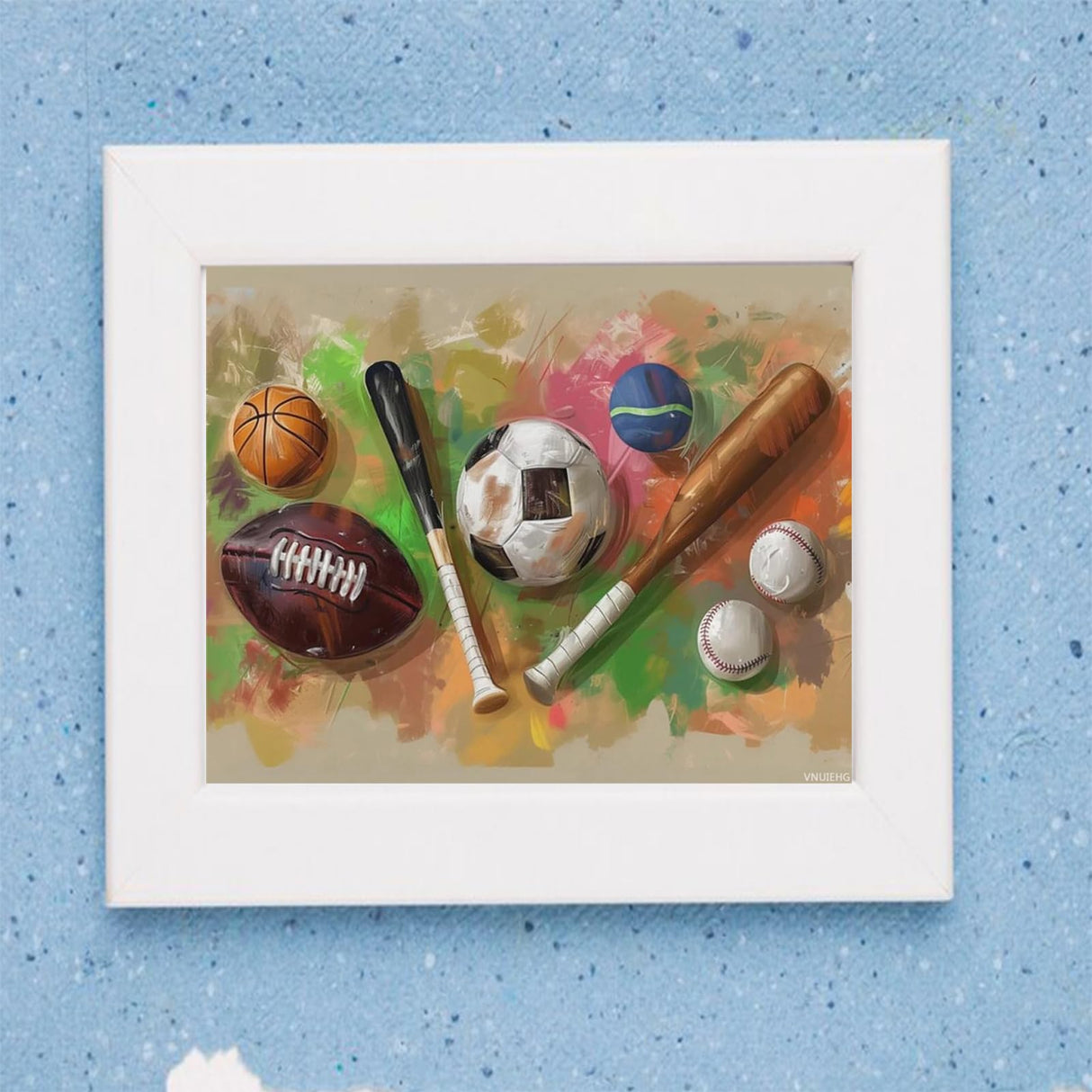 VNUIEHG Sports Equipment Paint by Numbers Kit Paint by Numbers DIY Acrylic Drawing Paintworks Artwork Adults Beginners 16x20 inch VNUIEHG