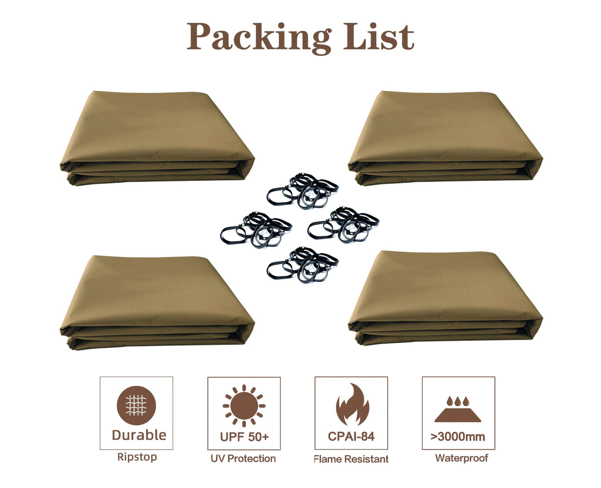 SCOCANOPY 10' x 12' Gazebo Privacy Curtain Set for Lowe's Allen Roth 10X12 Gazebo Model #GF-12S004B-1 / GF-12S004BTO/ TPGAZ17-002,Beige - WoodArtSupply