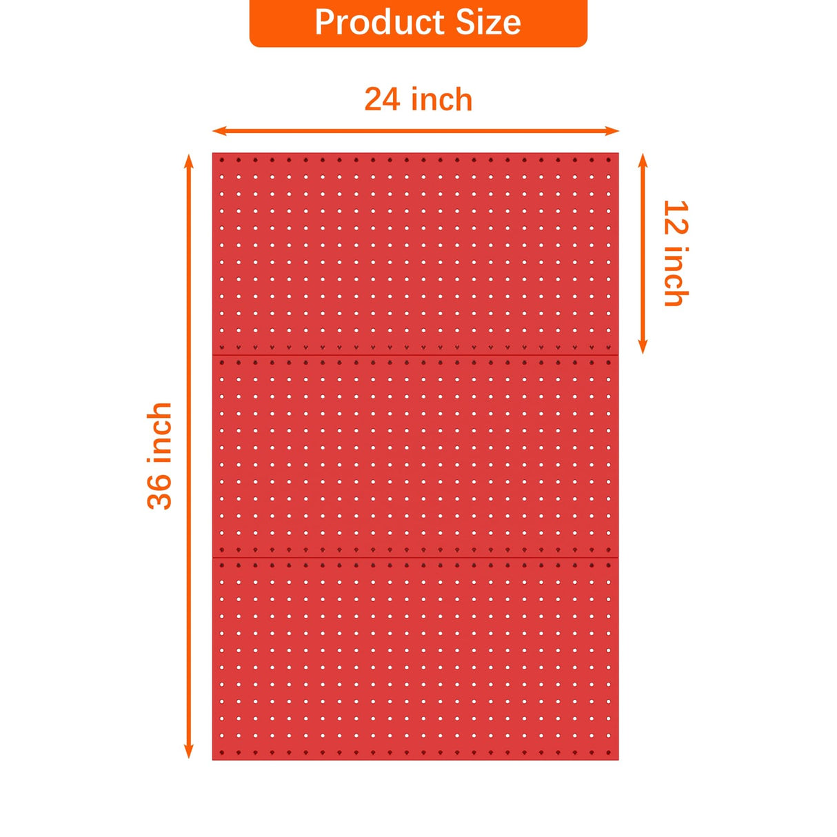 TORACK 3 PCS Metal Pegboard Panels(12x24 inch) for Wall Garage Tools Storage Pegboard System for Workbench, Modular Peg Board Tool Organizer Board Kit(Pack of 3, Red) TORACK
