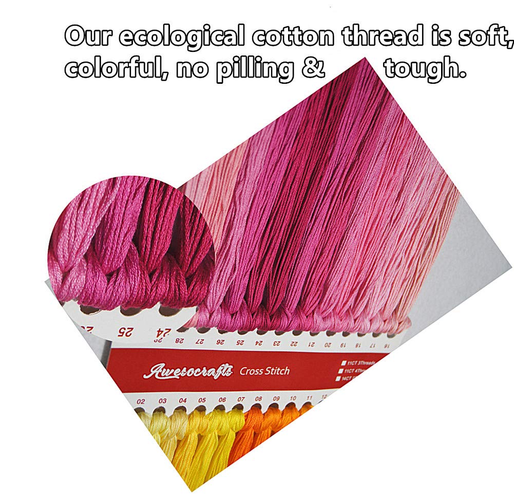 Awesocrafts 4 Pack Cross Stitch Kits, Four Seasons Easy Patterns Cross Stitching Embroidery Kit Supplies, Stamped or Counted (Four Seasons, Counted) Awesocrafts