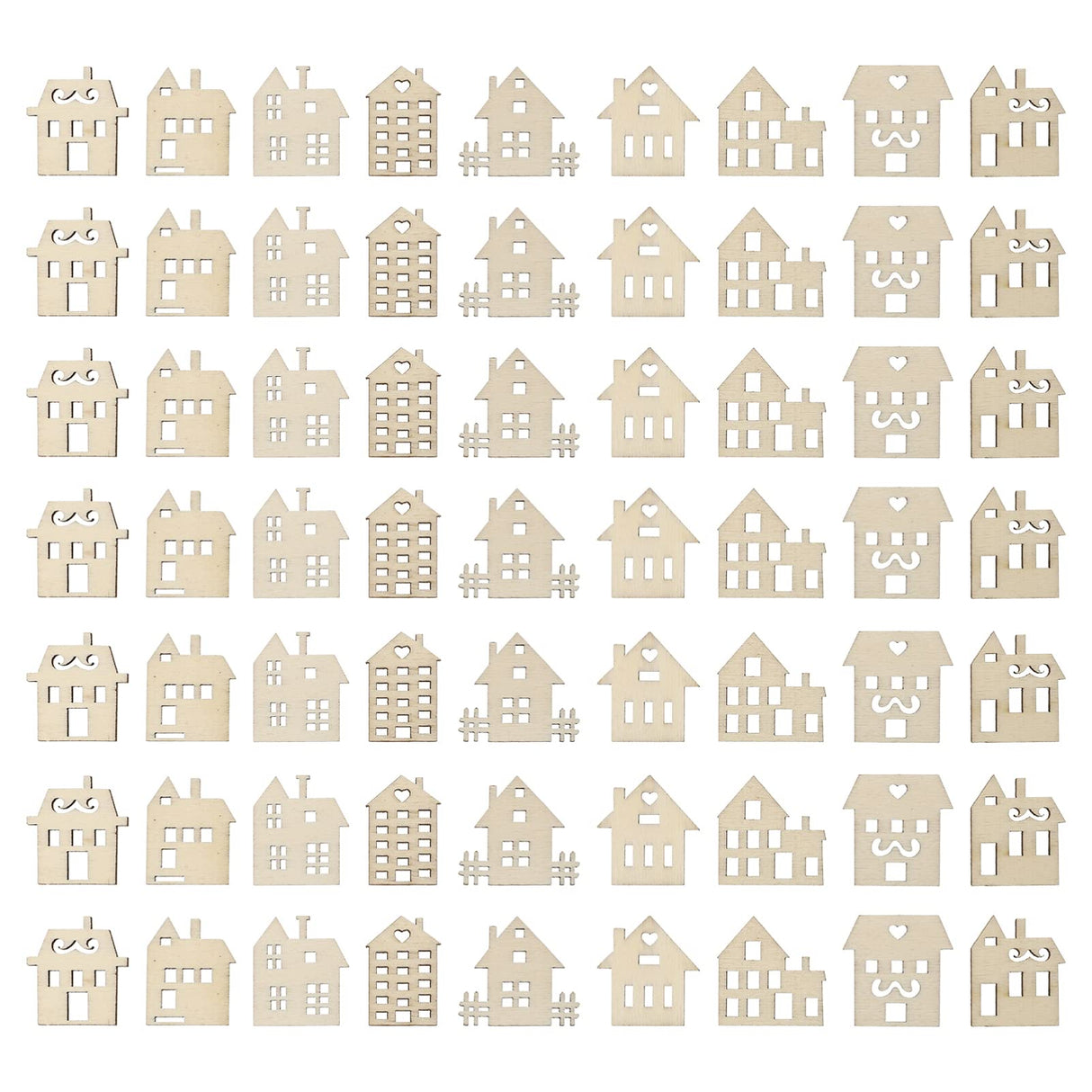 Toyvian 100pcs Wood Craft Shapes House Shaped Unfinished Wood Embellishment Cutout Veneers for DIY Craft Project Home Ornaments Toyvian