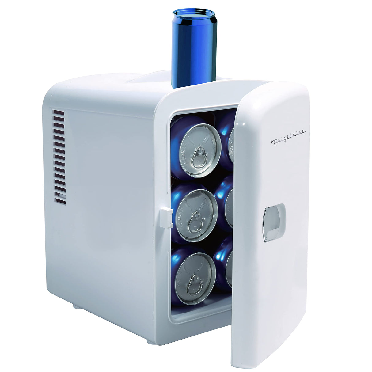 Frigidaire Mini Portable Compact Personal Fridge Cooler, 4 Liter Capacity Chills Six 12 oz Cans, 100% Freon-Free & Eco Friendly, Includes Plugs for Home Outlet & 12V Car Charger - White Frigidaire