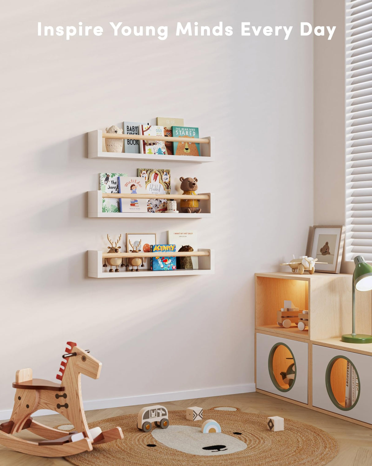 G&W Gruwald Nursery Book Shelves, Set of 3, Wall Bookshelf, Book Shelf for Kids Rooms, Wall Book Shelves for Bedroom Kids, Floating Shelf, Nursery Decor G&W Gruwald