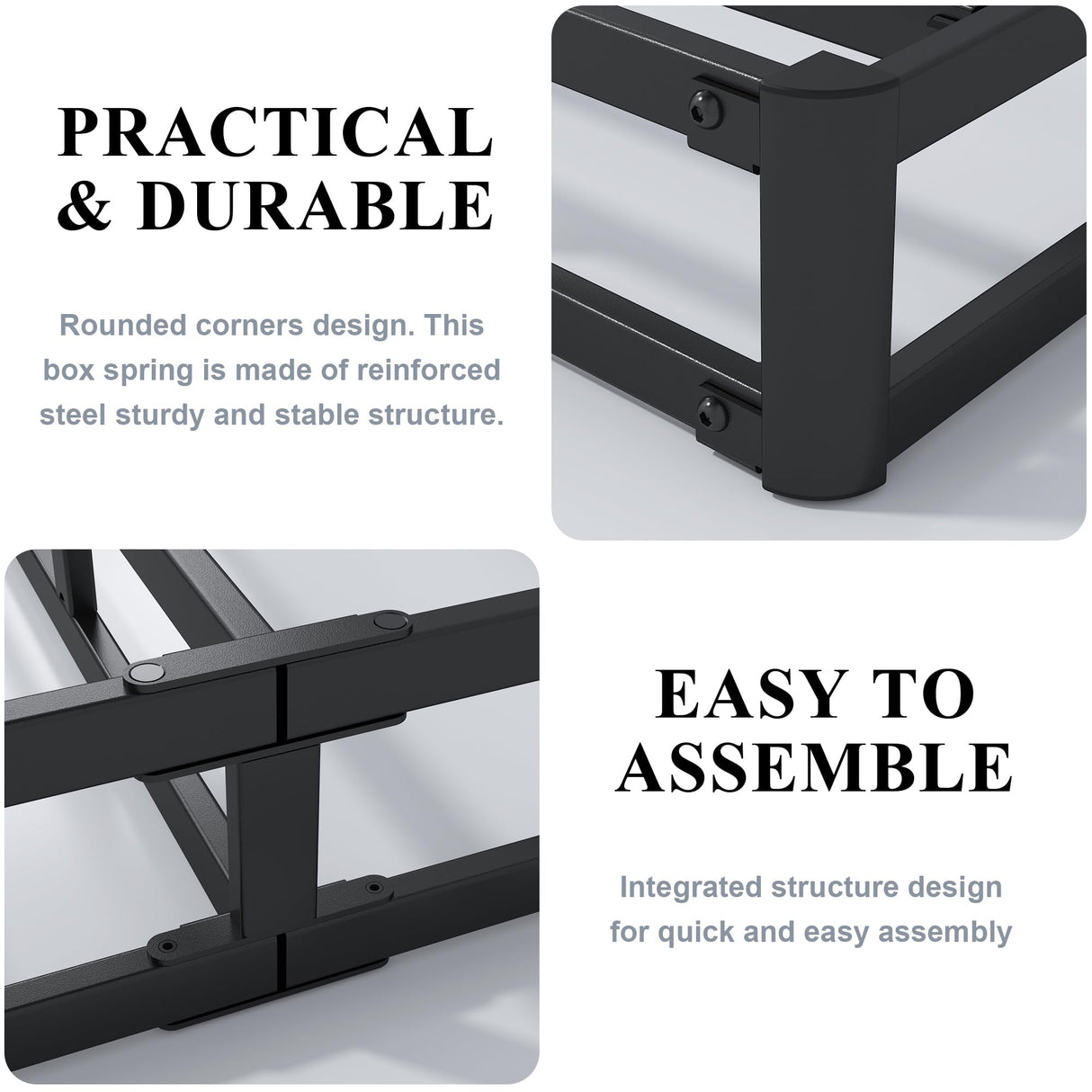 Vehowy 3 Inch Box Spring King, Low Profile Box Spring King Size, Metal Bed Base,Heavy Duty Mattress Foundation, Non-Slip,Easy Assembly Vehowy