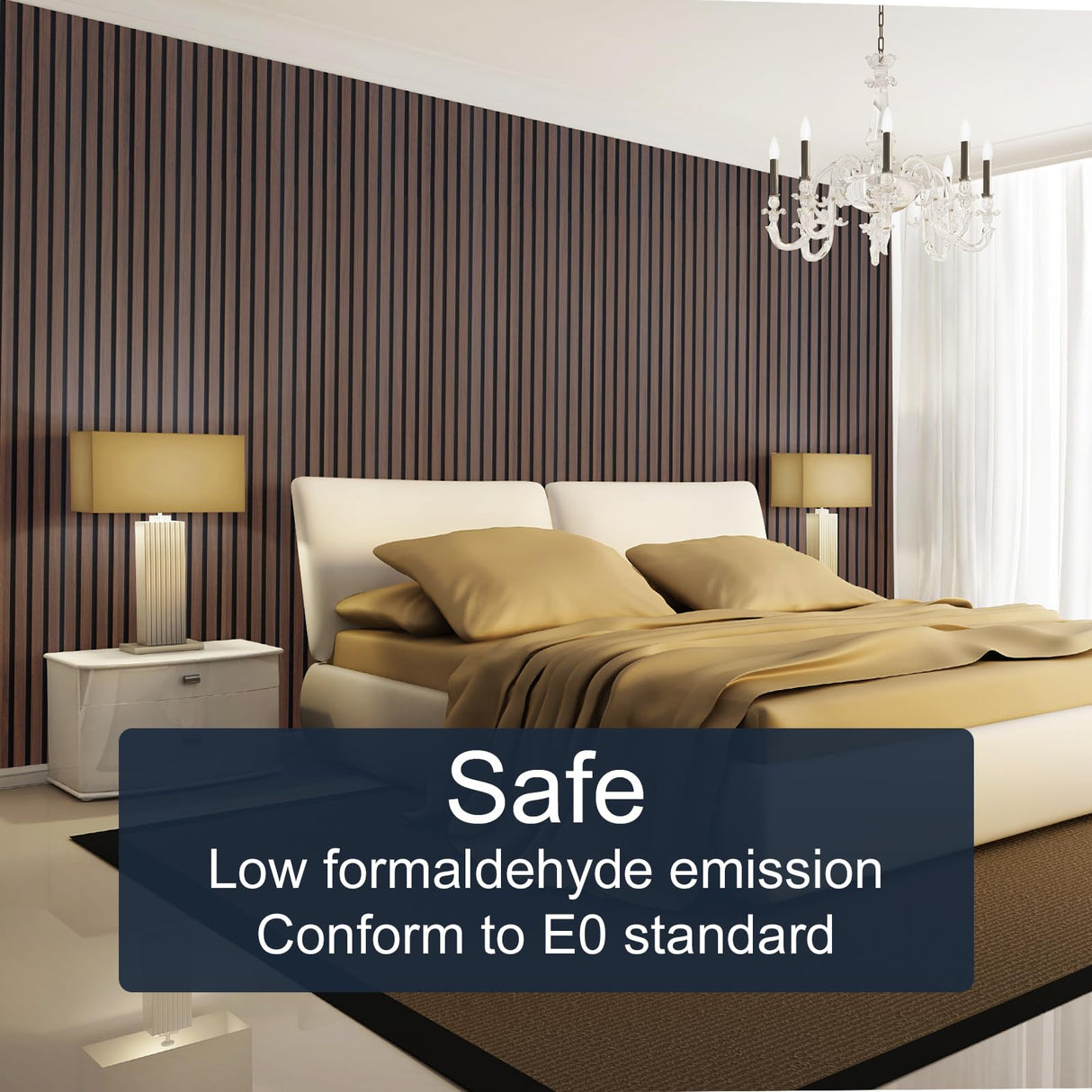 NeatiEase Wood Panels for Wall, 4-Piece 96" x 12.6" Soundproof Wood Slat Wall Panel for Interior Wall Decor Noise Cancelling, Wood Acoustic Wall Panels, Sound Absorbing Panel (Rustic Walnut) NeatiEase