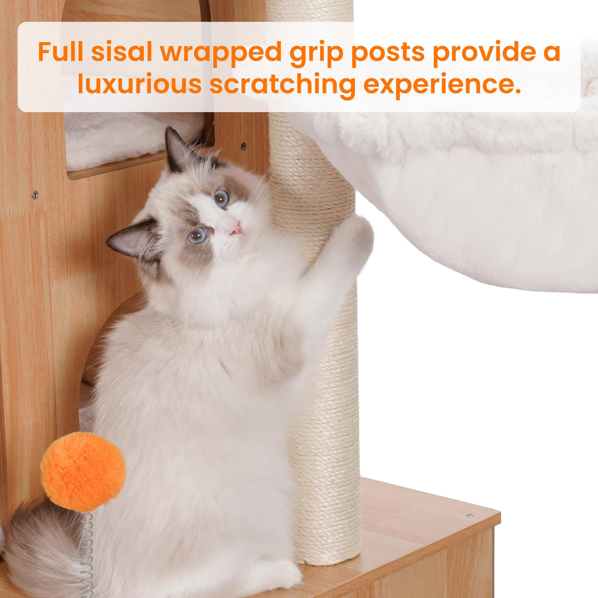 Heybly Cat Tree with Litter Box Enclosure for Indoor Big Cat, Cat Tower for Large Cats 20 lbs Heavy Duty,Modern Cat Condo Furniture with Scratching Posts, Walnut HCT110WB Heybly