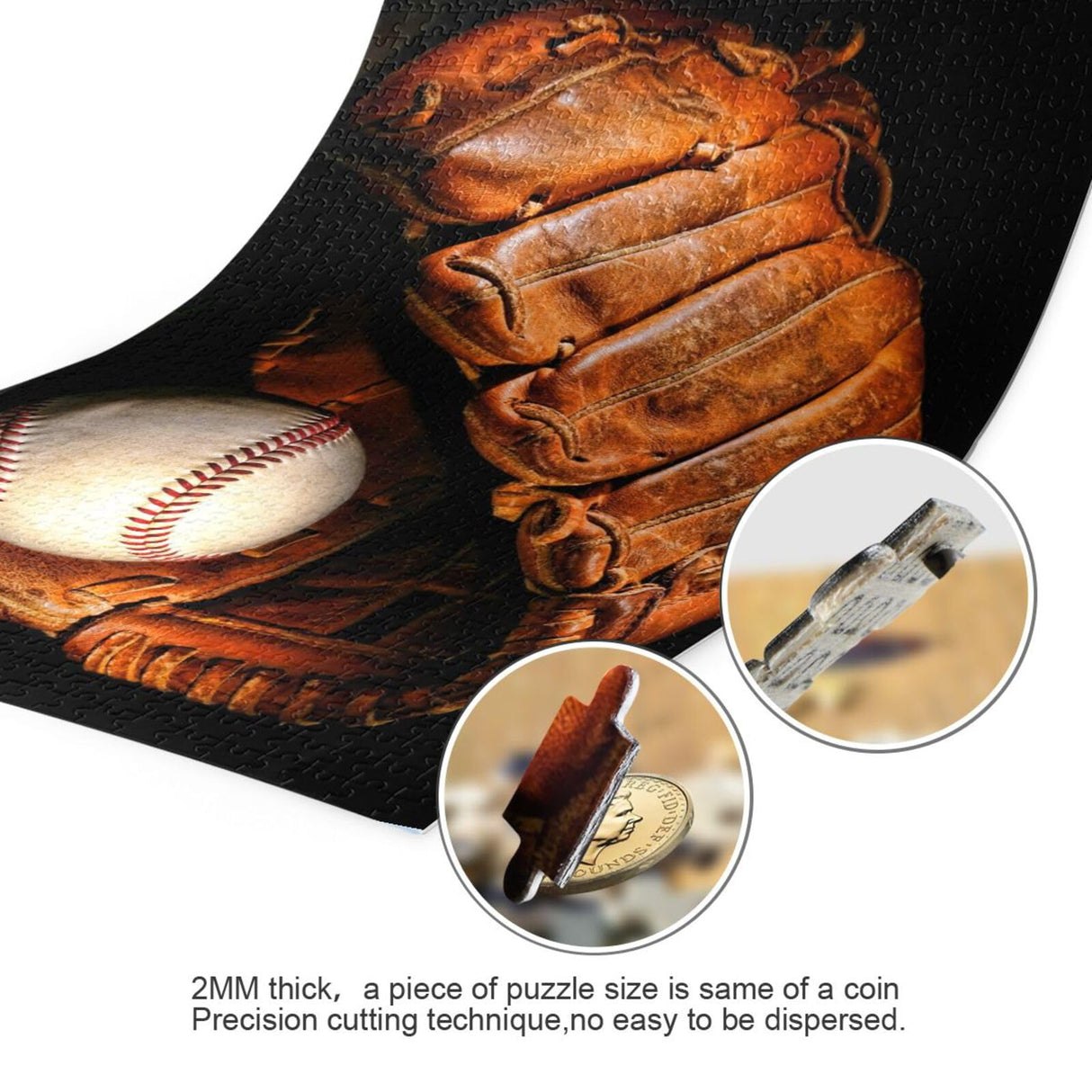 Kigai Vintage Baseball Glove Puzzles for Adults 1000 Pieces, Adults and Kids Ntellectual Decompression Jigsaw Game for Christmas Holiday Toy Birthday Gift Kigai