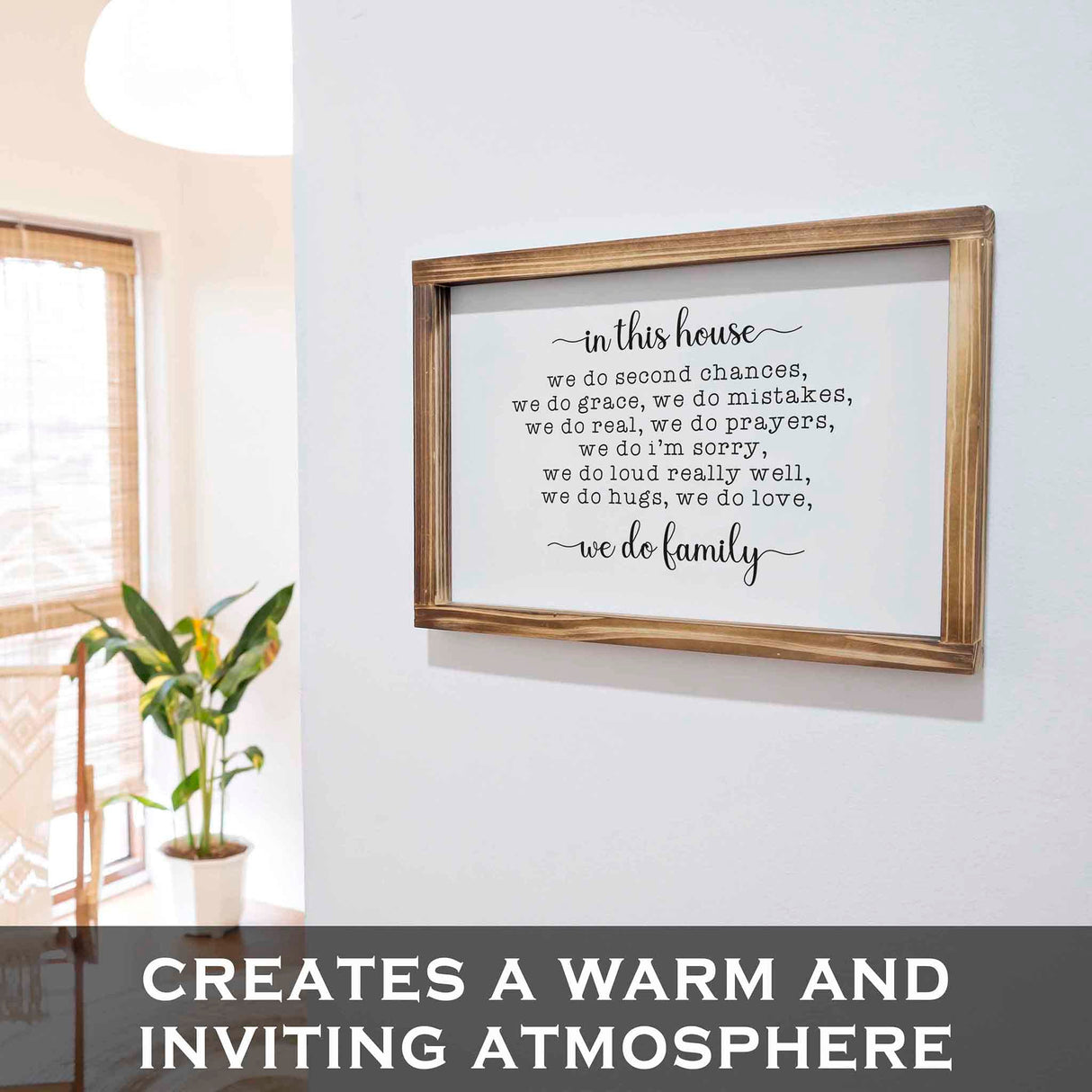 MAINEVENT In This House We Do Family Sign 11x16 Inch, Family Signs Home Decor, Rustic Farmhouse Decor the Home Sign, Wall Decorations Living Room, Modern Farmhouse Sign Solid Wood Frame MAINEVENT