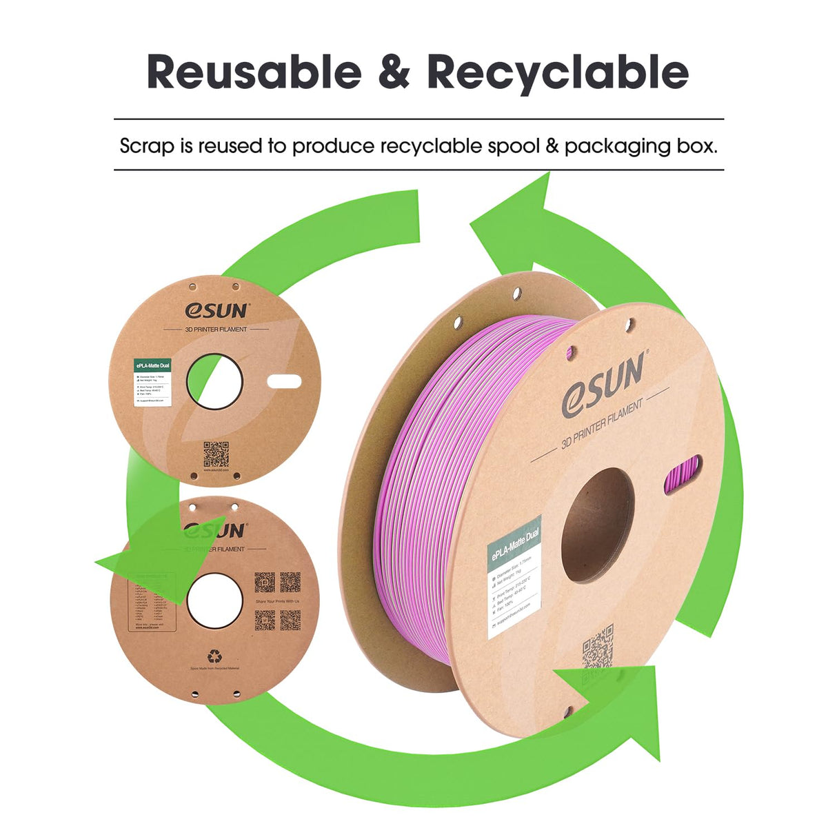 eSUN Dual Color Matte PLA Filament 1.75mm, Matte 3D Printer PLA Filament, 1KG Spool 3D Printing Filament for 5D Printers, Green Pink eSUN