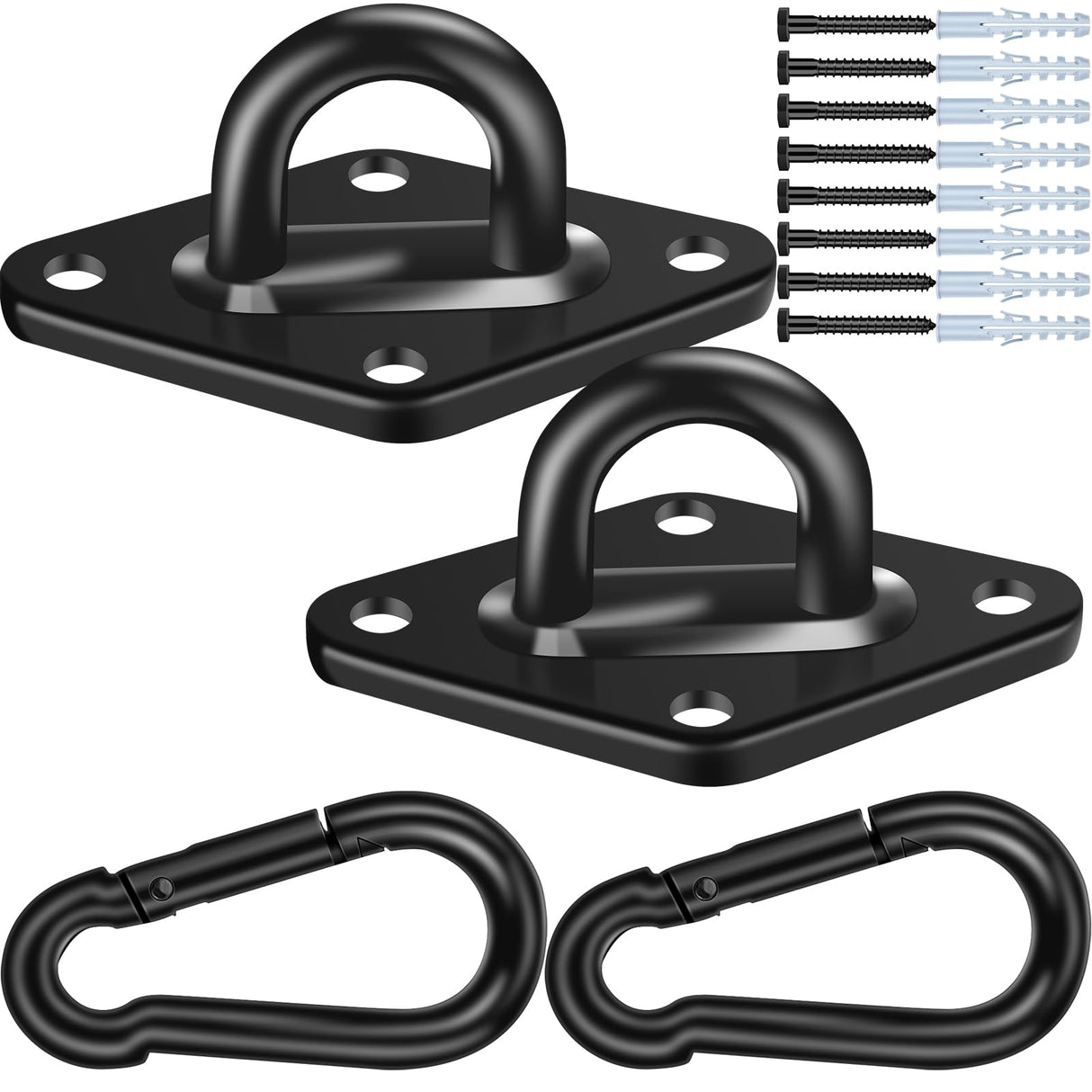 Feanron Hammock Hooks 2 Pack, Heavy Duty Hammock Hanging Kit, M10 304 Stainless Steel Pad Eye Hanging Hooks for Porch Swing Hang, 1700Lbs Holding Capacity,Black Feanron