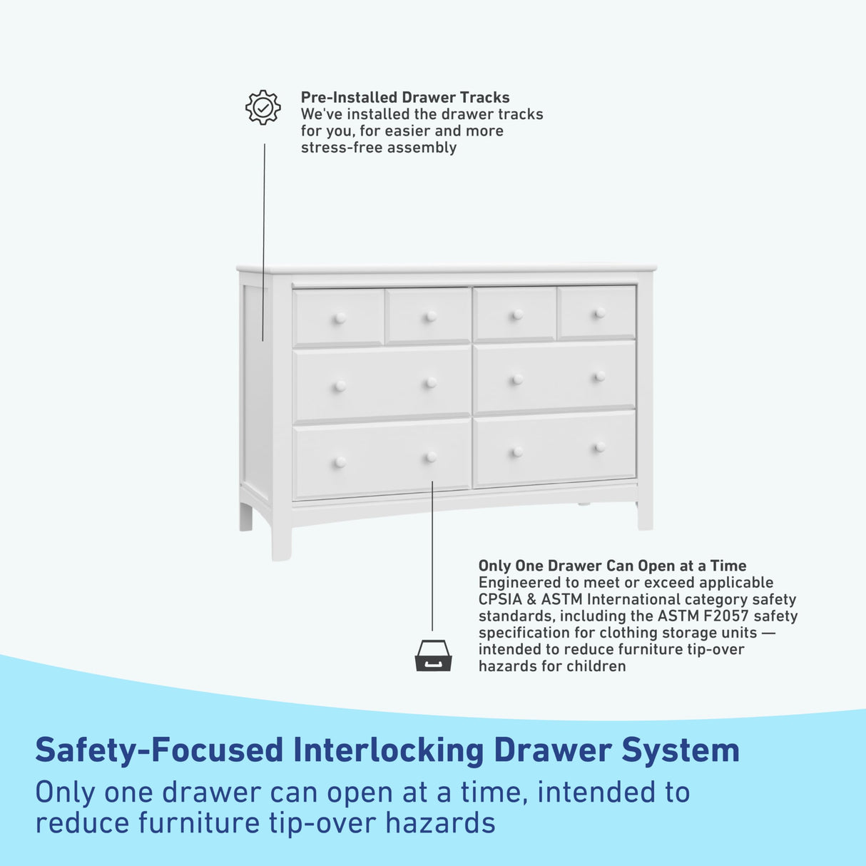Graco Benton 6 Drawer Double Dresser (White) – Easy New Assembly Process, Universal Design, Durable Steel Hardware and Euro-Glide Drawers with Safety Stops, Coordinates with Any Nursery Graco