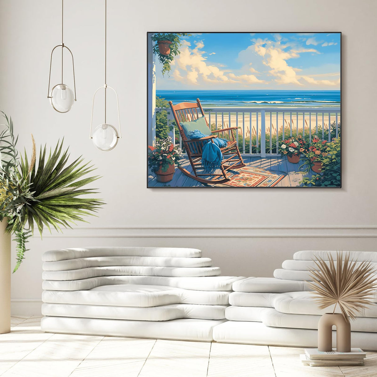 Yezavesu Beach Paint by Numbers Kit for Adults Beginner, Beach Landscape Adult Paint by Number Kits on Canvas Without Frame, DIY Acrylic Painting by Numbers for Home Wall Decor Gift 16x20 Inch Yezavesu