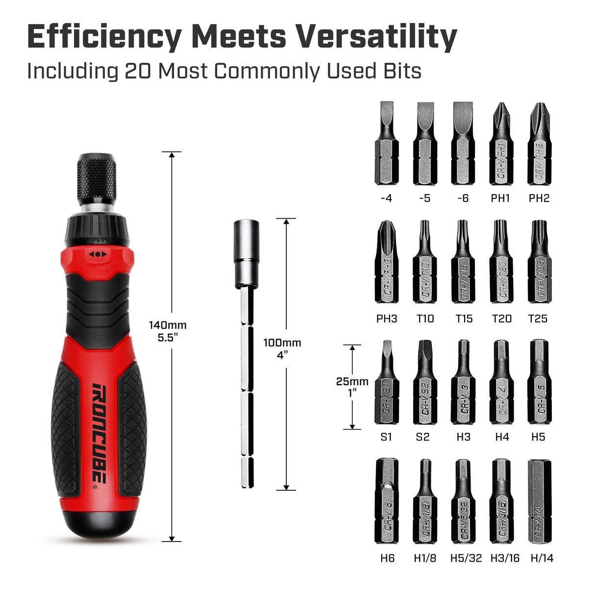 IRONCUBE Multi Ratcheting Screwdriver Set: 21 in 1 Magnetic Multiple bits Suitable for Everyday Household Use ironcube