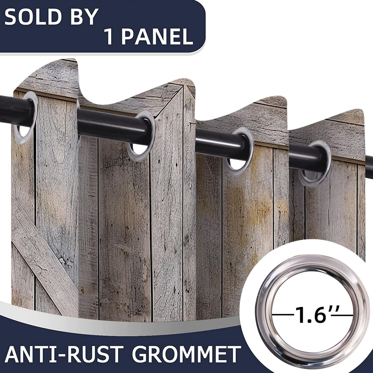 Barn Wood Door Door Curtains for Doorways, Rustic Farmhouse Rural Wooden Art Blackout Curtain for Kids Bedroom Closet, Grommet Thermal Insulated Privacy Door Drapes for Room Divider, 42"W x 80"L SOSSIZOO