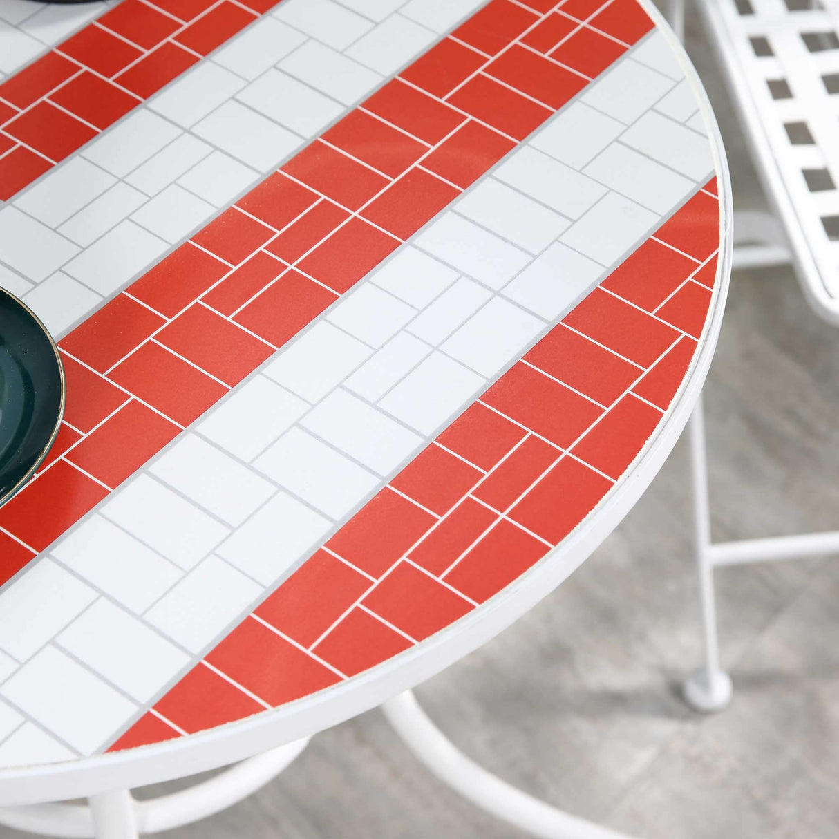 Outsunny 3 Piece Patio Bistro Set, Folding Outdoor Furniture with USA Mosaic Table and Chairs, Portable Metal Frames for 4th of July, Balcony, Backyard, Poolside, Porch, American Flag Outsunny