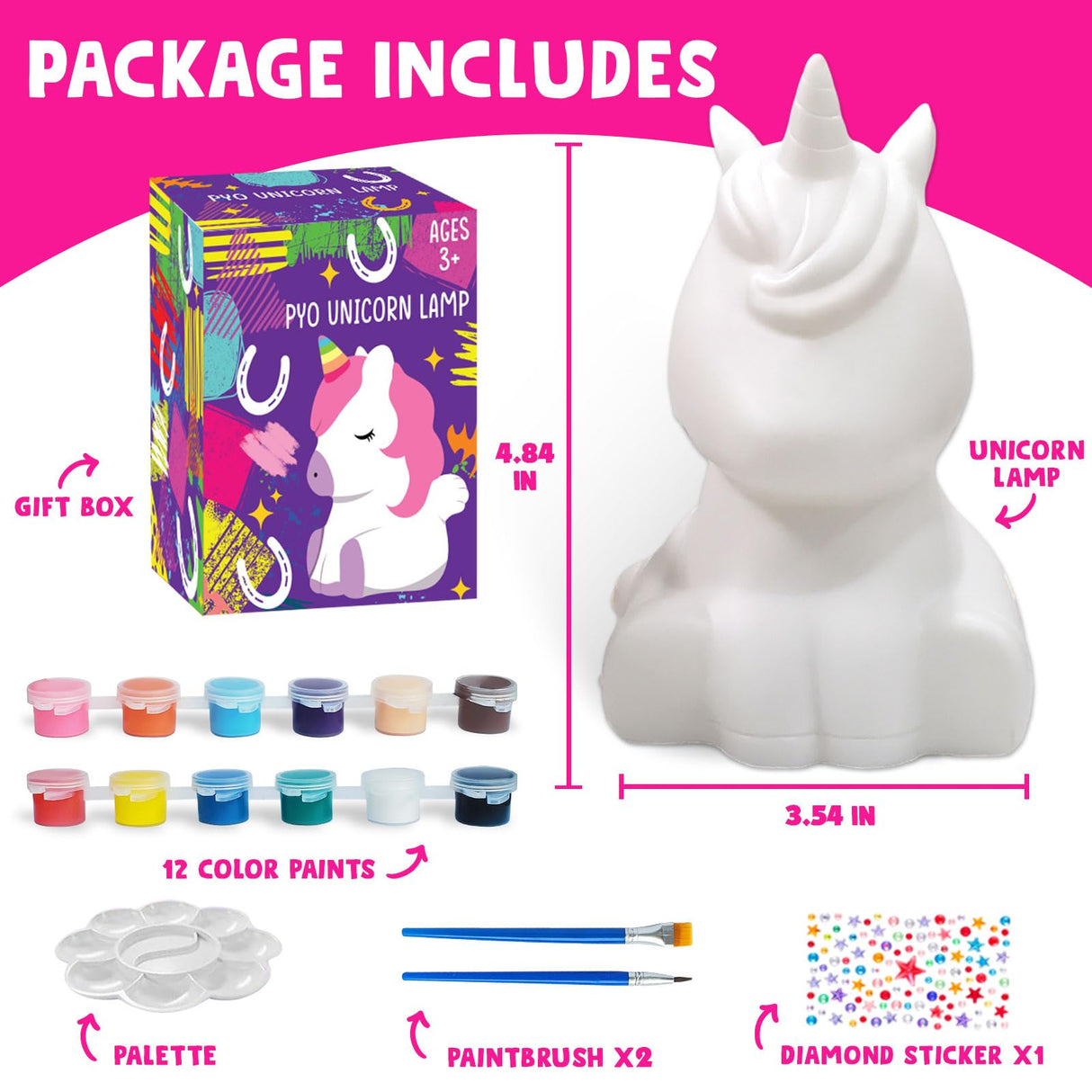 Goodyking Paint Your Own Unicorn Lamp Art Kit, DIY Night Light, Arts & Crafts, Painting Kit for Kids Ages 8-12, Art Supplies Birthday Party Holiday Unicorns Gift for Teens Girls Boys Age 3 4 5 6 7 8+ Goody King