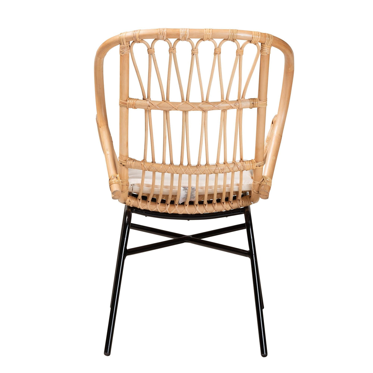 bali & pari Caelia Modern Bohemian Natural Rattan and Black Metal Dining Chair bali & pari