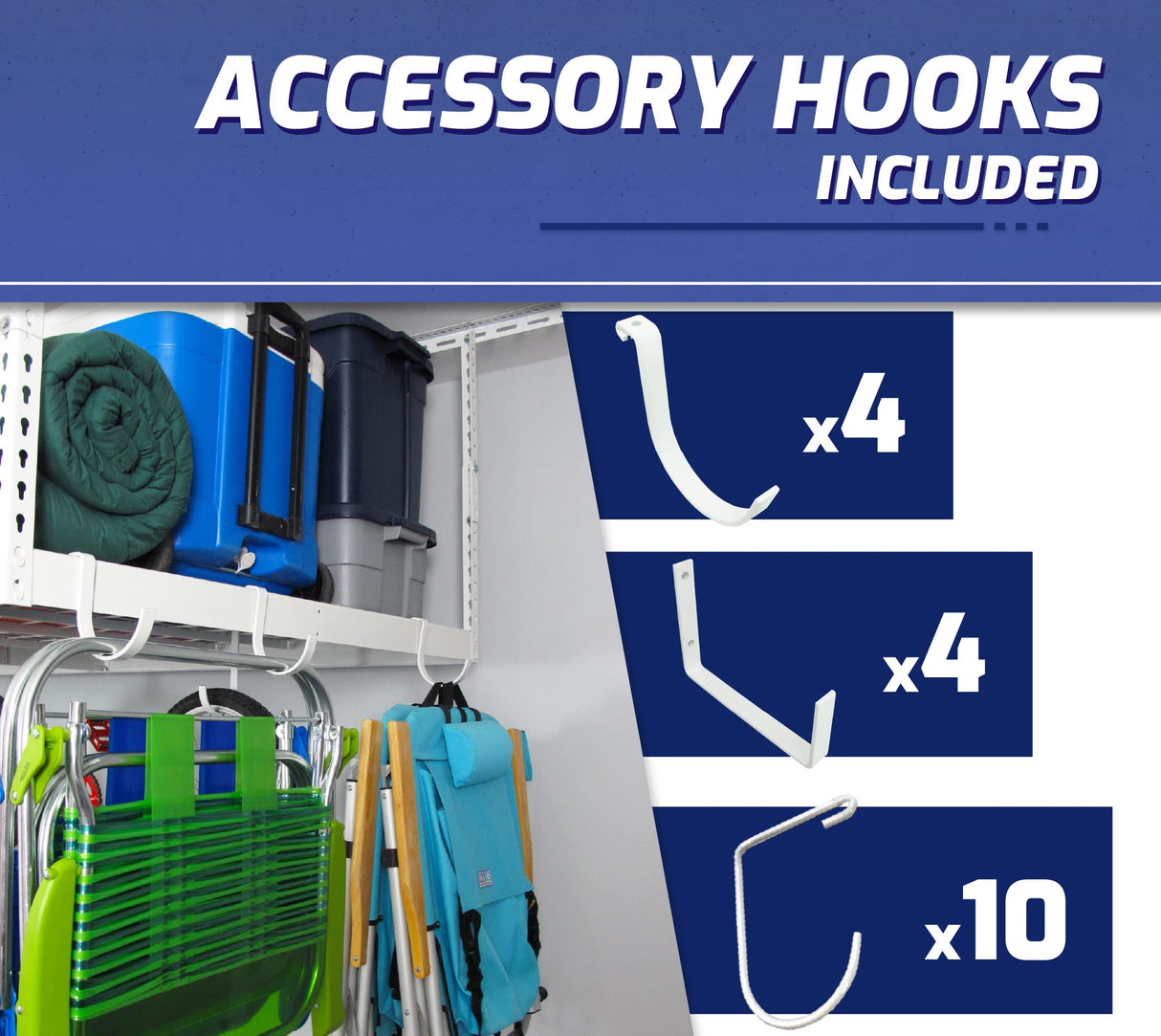 SafeRacks Overhead Garage Storage Rack, Heavy Duty Racks for Garage w/ 600 lb Capacity, Easy Garage Storage Adjustable Storage Rack Ceiling Mount Storage for Garage 4x8 White, 24"-45" (2 Pack) SafeRacks