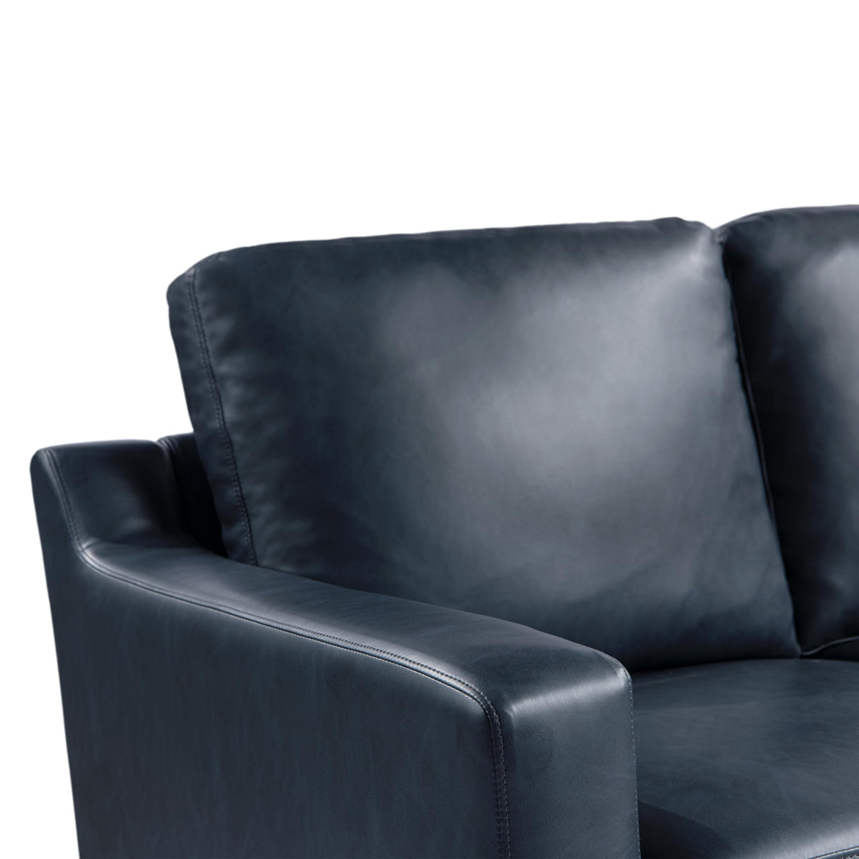 Serta Triton 78" Sofa, Transitional Modern, Dreamcoil Comfort, Metal Legs, Vegan Leather, Navy Blue Serta