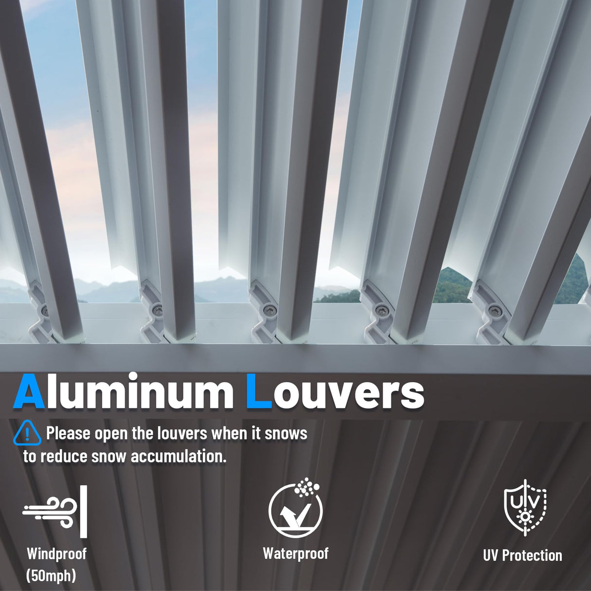 Domi Outdoor Living Louvered Pergola 12x16FT, Aluminum Outdoor Pergola with 2 Independently Adjustable Louver Roof, Full Aluminum Structure, White domi outdoor living