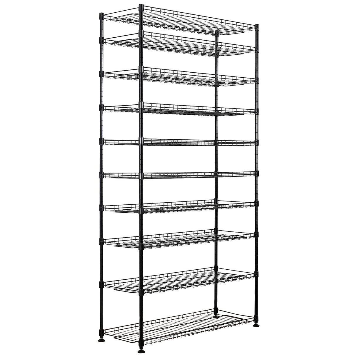 SafeRacks 10-Tier Pantry Shelf, Metal Wire Shelving Unit with Adjustable Shelves & Feet, Anti-Tip Kit, NSF Certified Steel Storage Rack for Kitchen or Garage Black 14" D×36" W×68" H SafeRacks