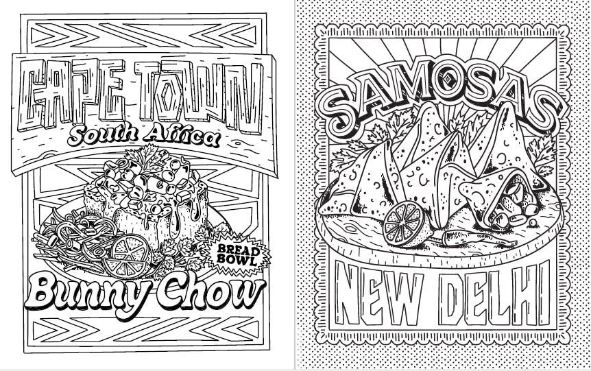 Street Food Coloring Book: Delicious Treats from Cities around the World WoodArtSupply