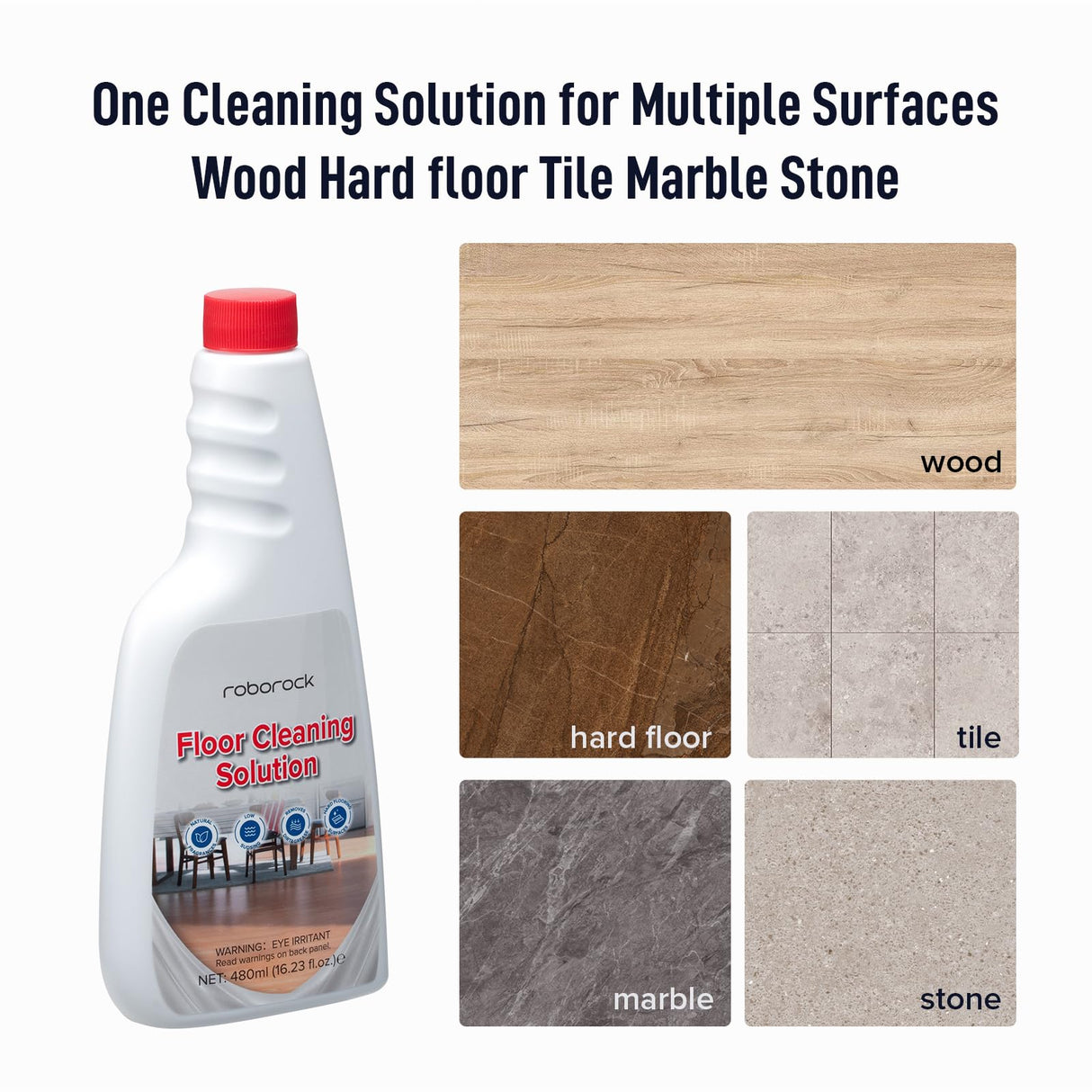 roborock Official Floor Cleaning Solution, Floor Cleaner for Hardwood Tile Hardfloor, Compatible Robot Vacuums with Mopping and Wet Dry Vacuum, 16.2 FL OZ, Dilution Ratio 1:200 roborock