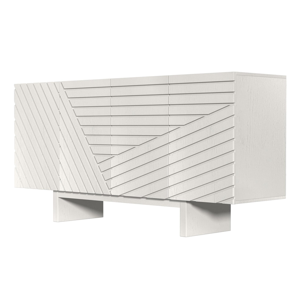 Clihome 63'' Sideboard Buffet Cabinet, 4 Door Console Cabinet with Storage TV Stand Credenza Accent Cabinet Wooden Cabinet with Adjustable Shelf for Bedroom, Living Room, Dining Room, Cream Line Clihome