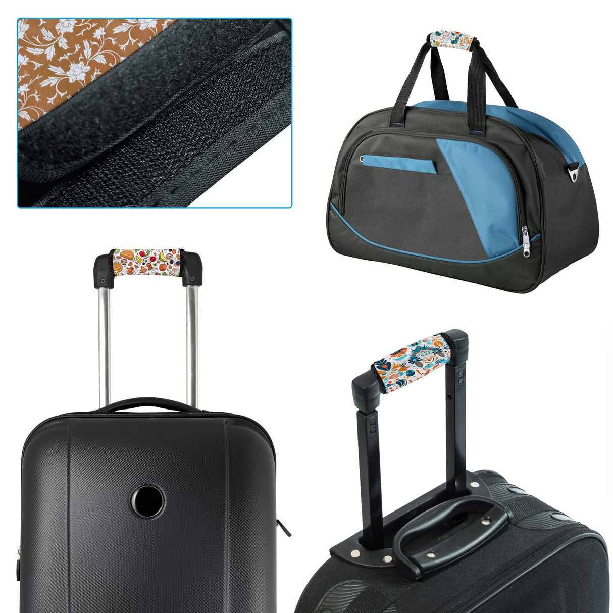 Sublimation Blanks Luggage Handle Grips Wraps Neoprene Comfort Luggage Identifier for Travel Bag Luggage Suitcase 4 Pcs Valyria