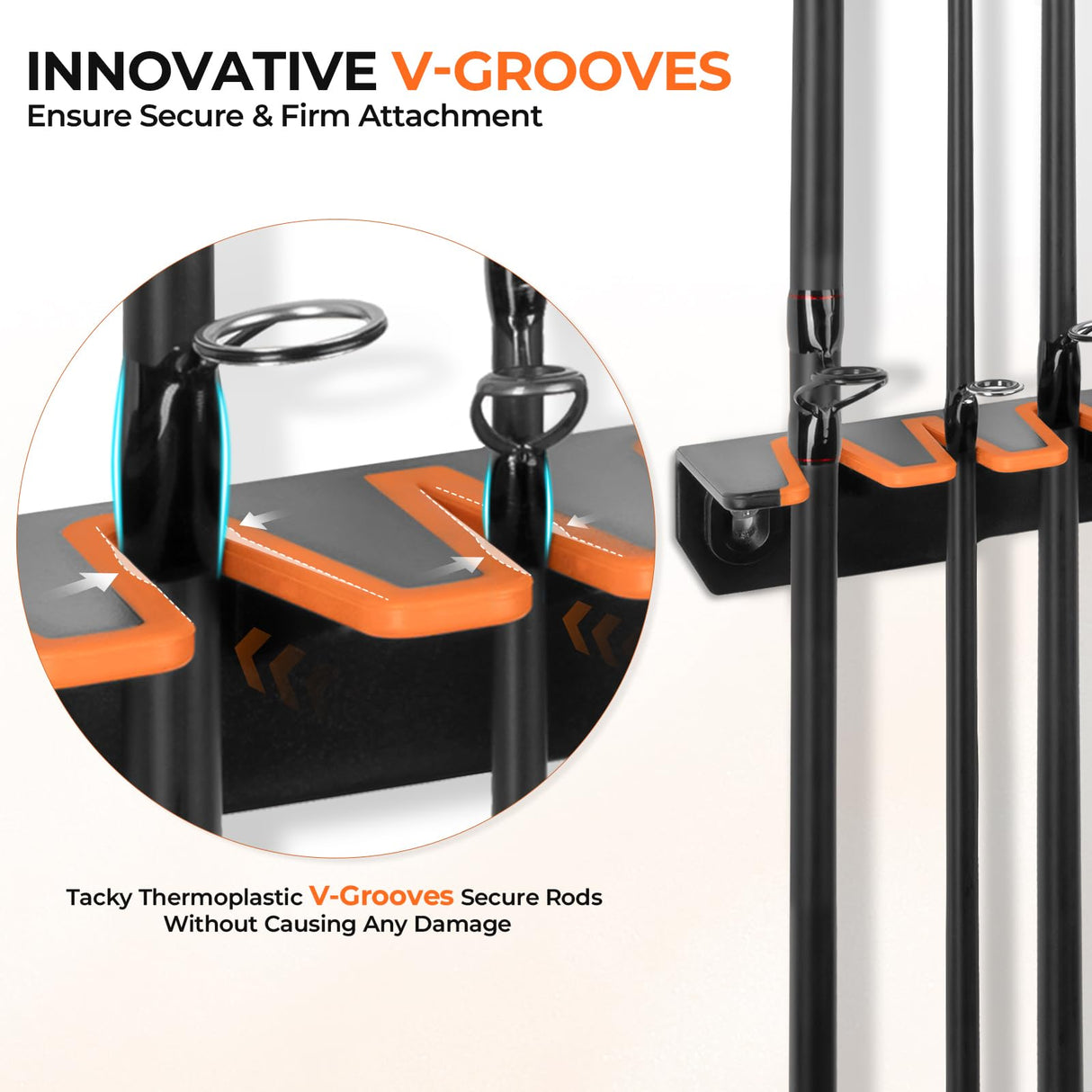 KastKing V15 Vertical Fishing Rod Holder – Wall Mounted Fishing Rod Rack, Store 15 Rods or Fishing Rod Combos in 17.25 Inches, Great Fishing Pole Holder and Rack KastKing