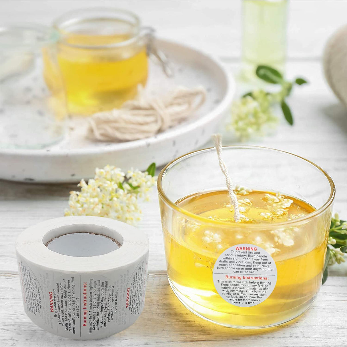 1500 pcs Candle Warning Labels,1.5inch Candle Jar Container Stickers, Candle Safety Stickers for Candle Making DIY Candle Jars Goiio