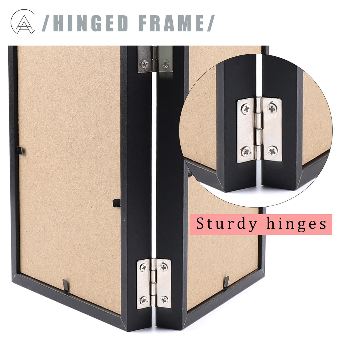 AEVETE 5x7 Picture Frames Double Hinged Wood Folding Photo Frames Vertical with Real Glass Front, Black AEVETE