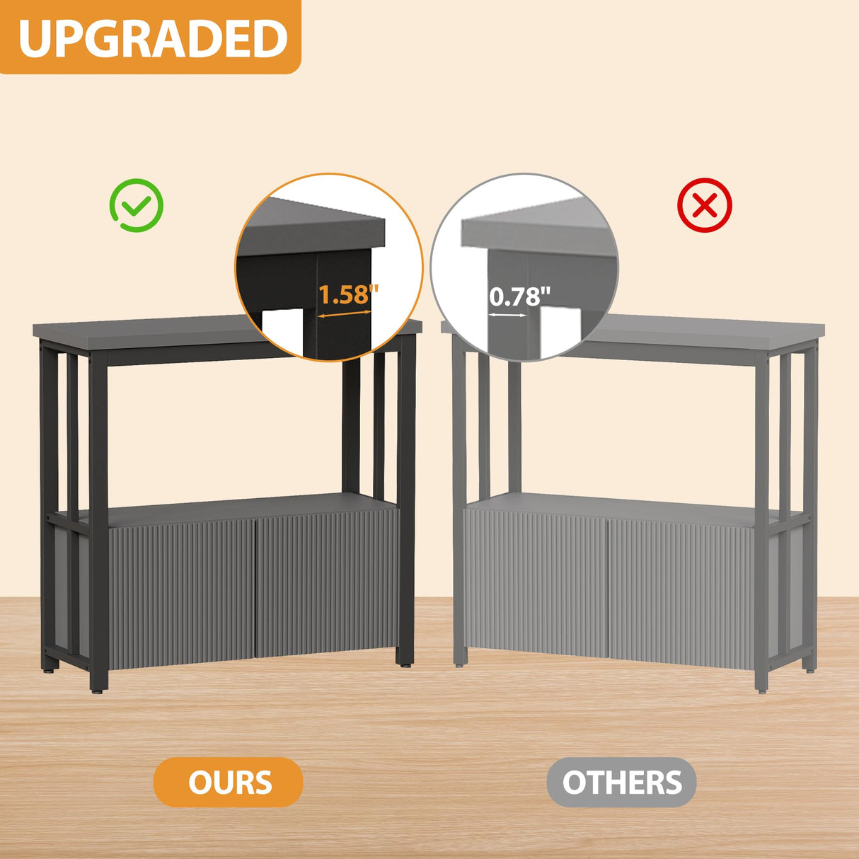 BEWISHOME 40-50 Gallon Fish Tank Stand, Heavy Duty Aquarium Stand with Thickened Metal Frame, Fish Tank Stand with Cabinet for Storage, 36.2" L* 17.7" W Tabletop 1000LBS Capacity Grey KYG03H BEWISHOME